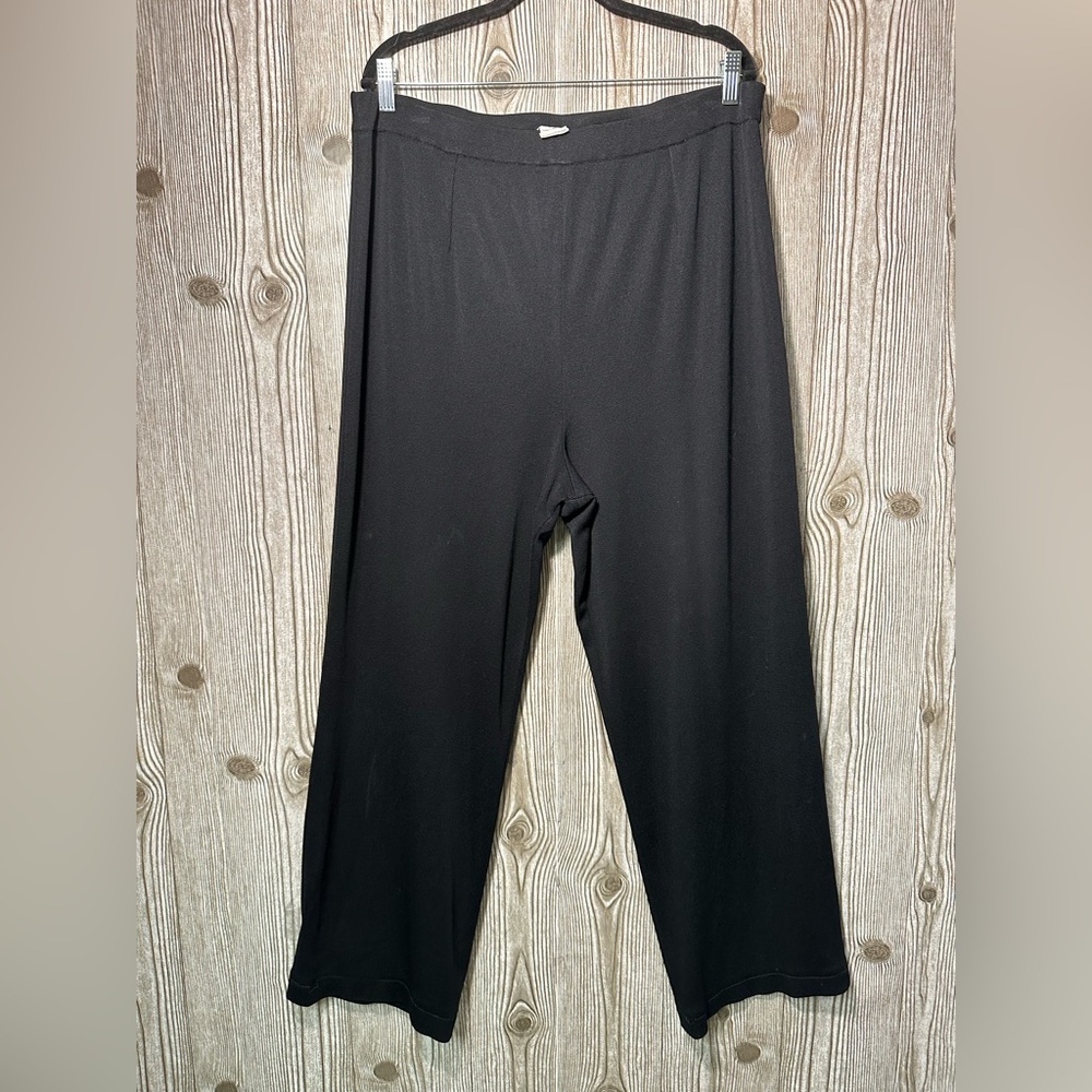 $278 Misook Black Elastic Waist Wide Leg High Rise Pants Sz 1X